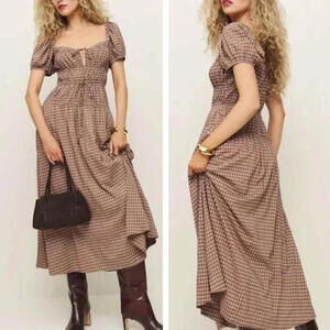 NEW, Reformation Rhett Cotton Blend Gingham in Audrie Check Size 2 #MD1275